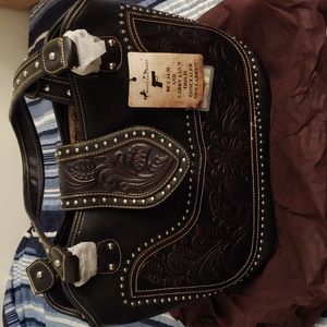 Black Leather Gun Carry Purse